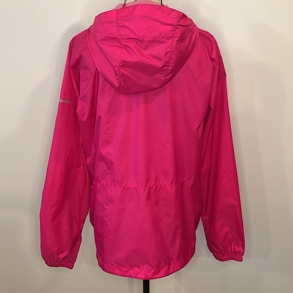 Columbia hooded windbreaker zip front jacket hot pink L - Picture 2 of 7